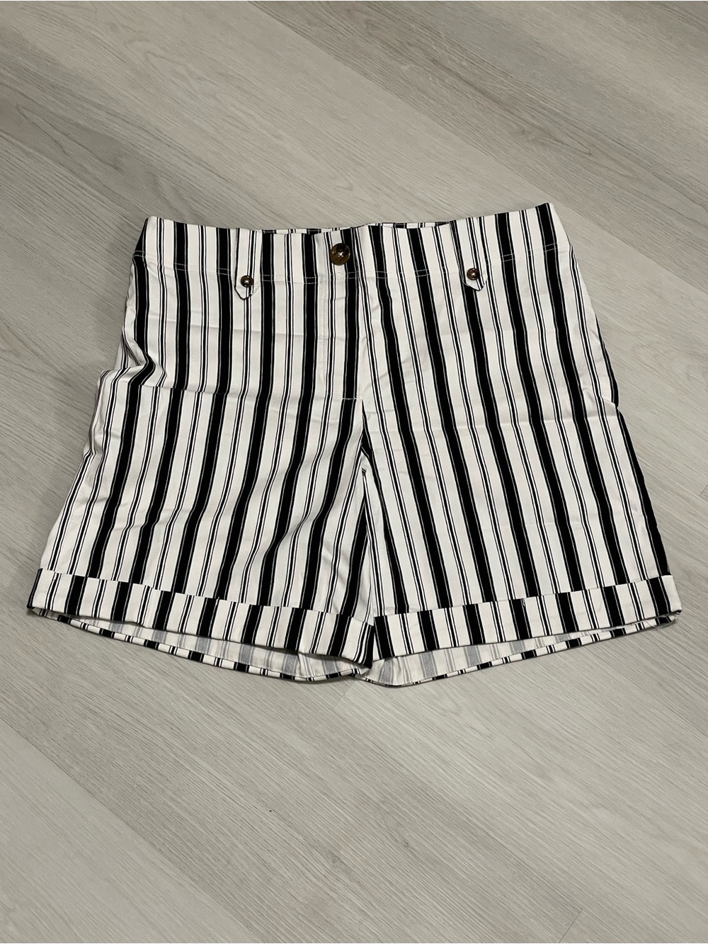Women's Black & White Striped Shorts